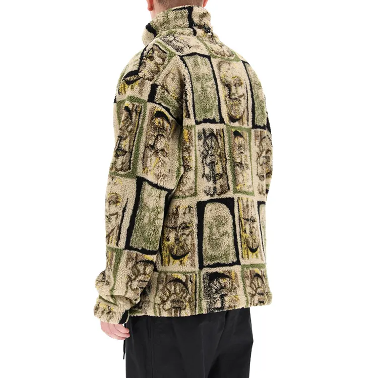 wholesale casual fashion winter coat jacket men zip up fleece jacket custom brand print sherpa jacket men