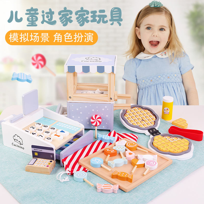 Popcorn Cart Pretend Play Set, Kids Candy & Building Block Toy with ...