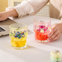 Verre à boire en verre motif dessin animé 300 ml, pour jus, usage domestique, coffret cadeau