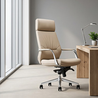 Chaise de bureau professionnelle en cuir avec assise rembourrée confortable pour postes de travail d'entreprise