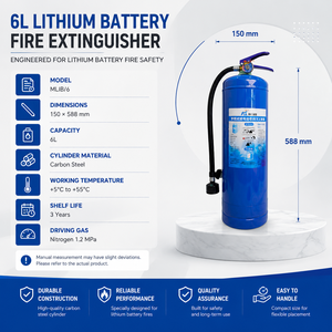 <span class=keywords><strong>Extincteur</strong></span> bleu en acier au carbone 6L pour véhicule, bus, voiture, boîte de batterie lithium-ion, classe L - Product Image 2
