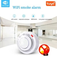 Détecteur de fumée intelligent Tuya WiFi ABS avec alarme sonore et lumineuse, contrôle à distance par application et résistant à l'eau pour la sécurité à domicile et à l'hôtel