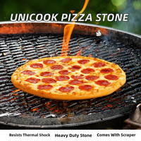 Unicook Pierre à pizza robuste de 15 pouces pour four et grill, résistante aux chocs thermiques, pour des croûtes croustillantes, personnalisée, avec raclette incluse pour