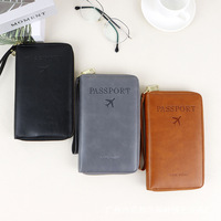 Nouvelle Collection 2026 : Porte-Passeport Long en Cuir PU RFID, Organisateur de Billets d'Avion, Étui de Voyage Multifonctionnel à Fermeture Éclair