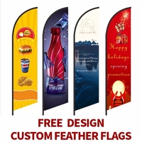Personnalisé 2m 3m 4m 5m Plage Plume Drapeau Bannière Publicité Oriflamme Vente Signe Promotionnel Drapeaux avec Accessoires Kit Stand Base