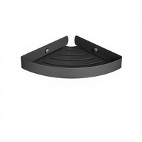 Étagère d'angle de salle de bain en acier inoxydable 304, design moderne, durable, triangle, un seul niveau, finition noire, pour appartement ou hôtel