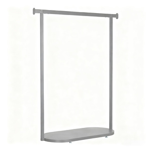 Grey Powder Coated <strong>Clothes</strong> Display <strong>Rail</strong> With Oval Base - Product Image 3