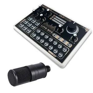 Аудио интегрированный набор DJ консоль динамический микрофон Live Stream Gaming Soundcard 2 в 2 out для игрового живого пения