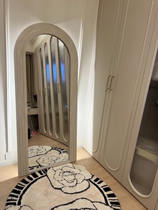 Specchio a Figura Intera Arcuato Stile <span class=keywords><strong>Crema</strong></span> con Cornice Bianca, Autoportante/Montabile a Parete, Arredamento Moderno per la Casa, Vendita all'Ingrosso - Product Image 4