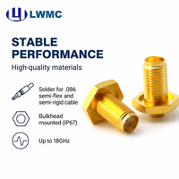 Connecteur femelle SMA LWMC à souder pour. 086 Câble semi-flexible et semi-rigide monté sur panneau (IP67) jusqu'à 18 GHz