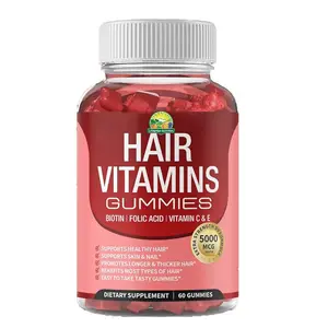 Suplemen makanan Vitamin D, asam folat + multivitamin wanita untuk Kulit & Kuku rambut Vegan Gummy dengan Biotin