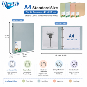 Vente directe usine Production en masse Classeur à 3 anneaux en paille de blé avec logo personnalisé Épaisseur de la couverture 0,80 mm Classeur à anneaux en PP - Product Image 1