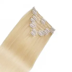 ISSWEET New Arrival Seamless Pu Skin Weft Snap Dirty Blonde Remy Silky Straight Wave 100% Natura Human Hair Extensions Clip In