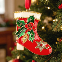 Adorno Navideño de Aleación de Zinc Premium, Bañado en Oro Esmaltado, Decoración para Árbol de Navidad, Regalo Navideño al por Mayor