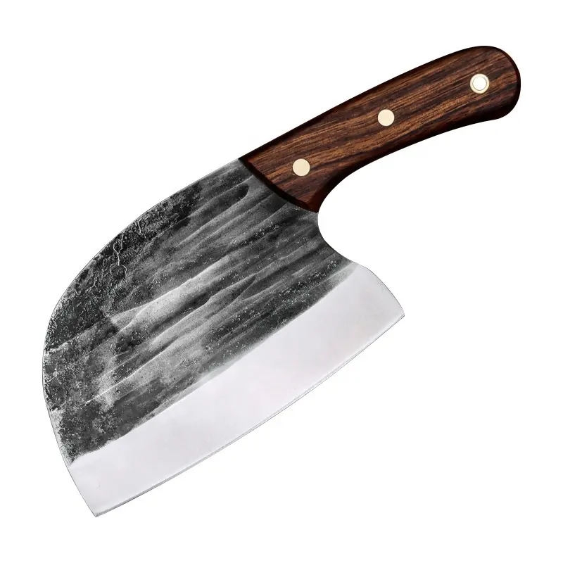 2020 Handmade Rèn Thép Carbon Cao Mạ Serbian Chef Bếp Cleaver Cắt Lát Dao Thái Thịt Rộng