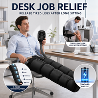 Masseur de jambes à compression séquentielle, bottes de compression à air à 5 chambres, écran LCD sans fil, 6 modes, 8 niveaux