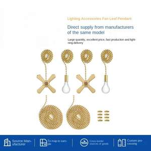 การออกแบบพัดลมสี่แฉกสีบรอนซ์พร้อมหลอดไฟตกแต่งอุปกรณ์เสริมพัดลมติดเพดานชิ้นส่วนของโซ่ดึงสำหรับตกแต่งโคมไฟระย้า - Product Image 6