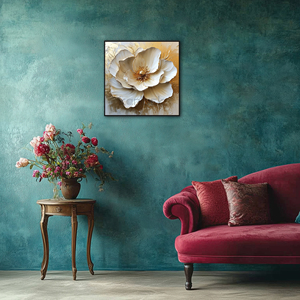 Vàng sang trọng nở hoa: hoa trắng với điểm nhấn vàng trên nền trừu tượng cho trang trí nhà - Product Image 4