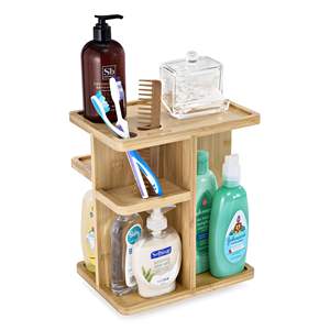 Organizzatore per Trucchi in Bambù, Porta Cosmetici Girevole in <span class=keywords><strong>Legno</strong></span>, Vassoi e Contenitori per Bagno, Espositori - Product Image 6