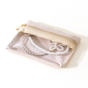 Portable Jewelry Storage <b>Bag</b> 7 Inch Soft Flannel Lightweight Travel Pouch For Necklace Earrings Watch Small Size Solid Color - Product Image 5