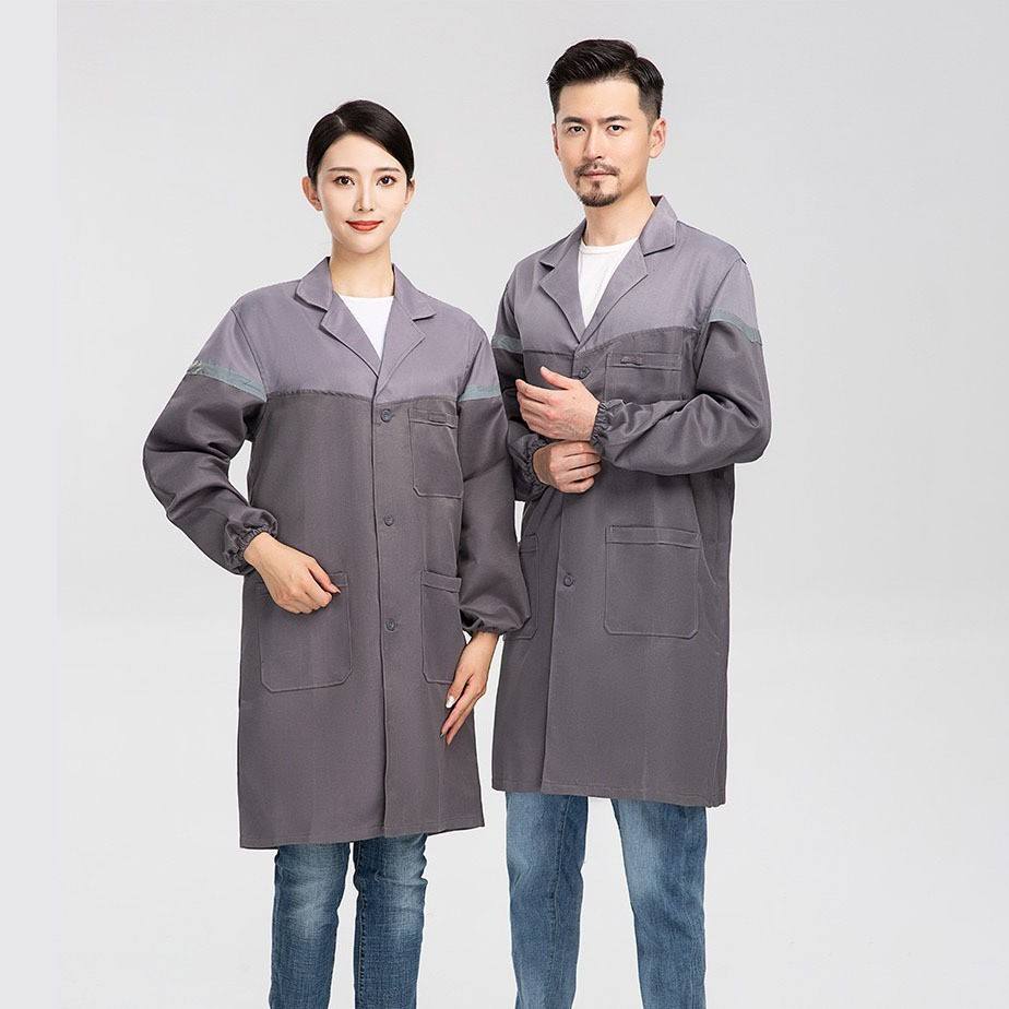 [ผ้าหนานุ่มแบบขัดเงา] ปกสูทแบบบล็อกสีเทาและเทาเข้ม