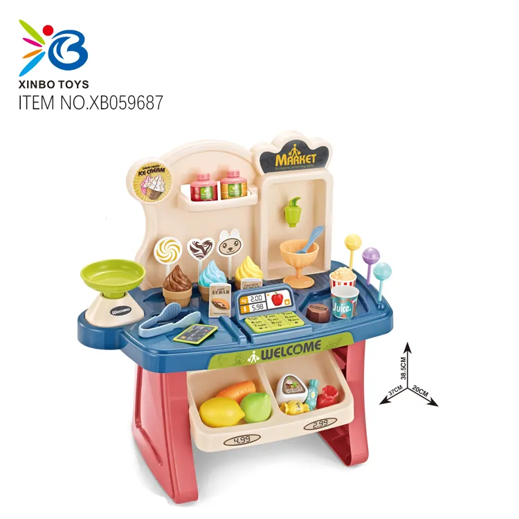Pretend play & Preschool mini multifunction supermarket table ABS plastic kitchen Play toys set for kids