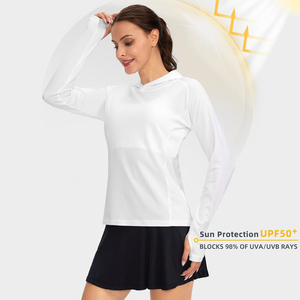 Sudadera con Capucha Personalizada para <span class=keywords><strong>Mujer</strong></span>, Protección UV 98%, Manga Larga, Orificios para Pulgares, Protección Solar UPF50, 100% Poliéster, Secado Rápido, para Senderismo, Pesca, <span class=keywords><strong>Tenis</strong></span> - Product Image 2