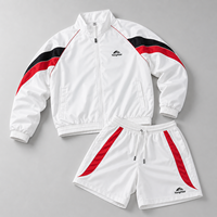 Ensemble veste coupe-vent et short pour homme, personnalisable OEM ODM, color block, léger, streetwear, fabricant de vêtements sur mesure