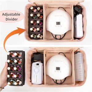 Échantillon Gratuit : Trousse de Rangement Rose Double Couche pour Lampe à Ongles, Contient 40-50 Bouteilles de Vernis à Ongles, Support Portable pour Kit de Manucure - Product Image 5
