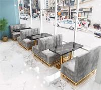 Table et chaise de Offres Spéciales modernes et légères de luxe salle à manger commerciale canapé en bois massif velours décontracté meuble de restaurant simple
