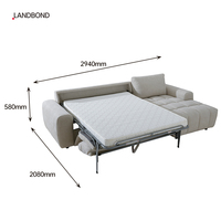 Sofá Cama Convertible en Forma de L de Tela Moderna para Villa de Lujo con Colchón Plegable y Almacenamiento para Apartamento