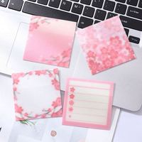Bloc-notes autocollant transparent Sakura en gros avec papeterie brillante, bloc-notes adhésif 3*3 pour étudiants