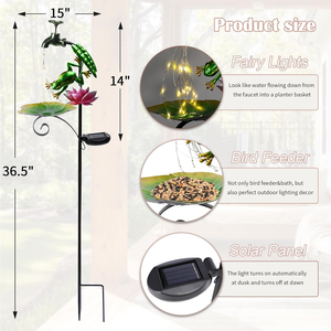 Décoration solaire LED sans fil pour <span class=keywords><strong>jardin</strong></span>, petite, extérieure, résistante à l'eau, en forme <span class=keywords><strong>de</strong></span> robinet, mangeoire à oiseaux et lotus, avec piquet - Product Image 6