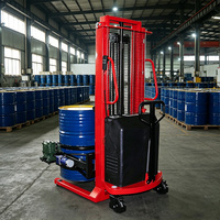 Structure rigide, mât en acier C de 6 mm, rotateur de fût semi-électrique, capacité de 450 kg, serrage automatique, déverseur de fût à débit contrôlé