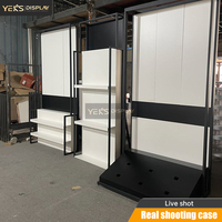Présentoir vertical pour salle de bain, support multi-niveaux autoportant pour robinetterie et articles sanitaires, avec base en grain de bois blanc personnalisable