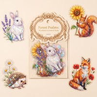 Autocollants irisés personnalisés pour scrapbooking, motif Psaumes de la Forêt, en PET transparent, effet lustré, pack d'autocollants