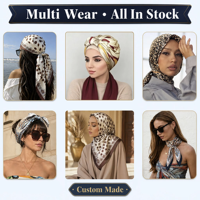 En stock 1006E Foulards ethniques Châles de luxe Designer 90*90cm Carré Abaya Hijab Foulard en soie personnalisé pour femme Élégant Haute Qualité