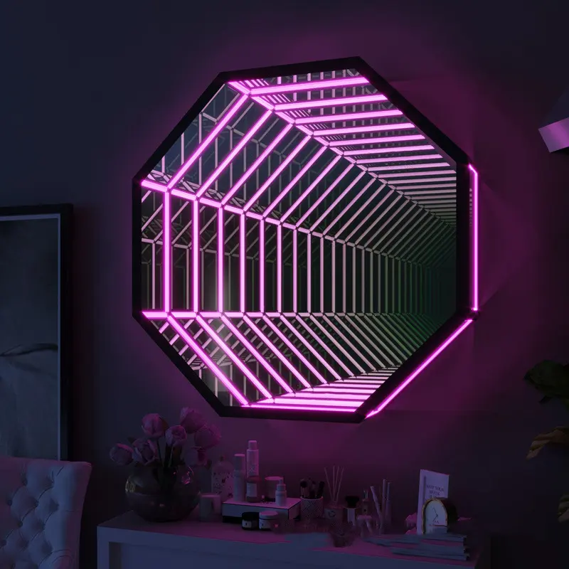 Mirror Tunnel Light LED Infinity Wall Mirror Frame with Multi Color Changing Light LED Color-Changing Light Party Home Decor