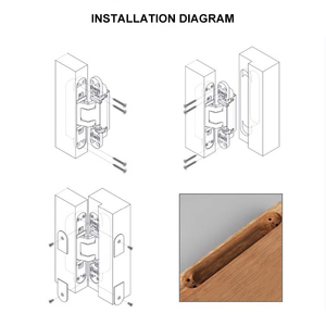 Dobradiças de Porta Ocultas Modernas em Liga de Zinco Tipo H - Ajustáveis em 3D, Estilo Industrial, Capacidade de Carga de 60KG, 180 Graus °   Aberto - Product Image 6