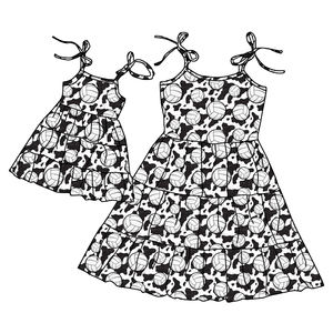 Robe d'été sans manches, longueur genou, épissage, conception de boutique <span class=keywords><strong>pour</strong></span> filles, tenues personnalisées Mom Me assorties, vêtements <span class=keywords><strong>pour</strong></span> enfants - Product Image 2