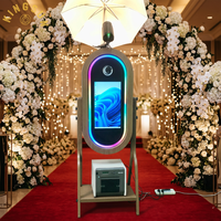 Cabina de Fotos Portátil Lista para Alquilar con Luz RGB, Software Gratuito, Acabado Madera, Pantalla Táctil de 21.5 Pulgadas y Espejo