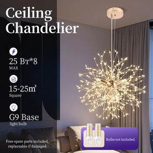 ثريا حديثة بتصميم الألعاب النارية، مصباح معلق LED على شكل الهندباء، مصباح سقف كريستالي G9 لتزيين غرفة المعيشة وغرفة الطعام - Product Image 1