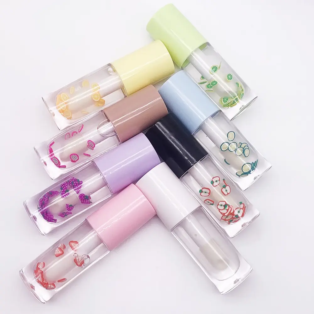 Glazed transparente batom gloss gel, luxuoso, longa duração, logotipo personalizado, sorvete frutado, glitter, transparente, gloss labial