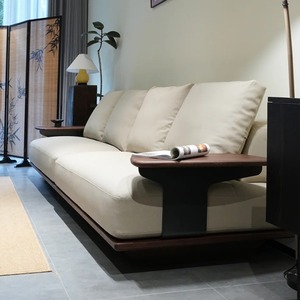 2025 Phong Cách Mới Rắn Gỗ Óc Chó <span class=keywords><strong>Sofa</strong></span> Đặt Phòng Khách Hiện Đại Thẳng Vải Với Bài Hát Thẩm Mỹ Ánh Sáng Sang Trọng Đồ Nội Thất Nhà - Product Image 4