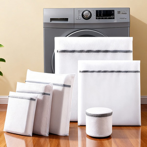 Laundry Bags Rectangle With Zipper Polyester Clothing Organizer For Bathroom Use - Product Image 1