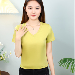Custom logo 100% Mercerized Cotton Women's <b>Cropped</b> Tops Slim Fit <b>T</b> <b>Shirt</b> Tee Blanks 170gsm Short Sleeve Crop Tshirts - Product Image 6