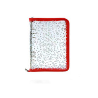Carpeta Transparente A5 con Diseño de Estrella Láser, Bolsa con Cierre de PVC Brillante y Suave, Carpeta de Hojas Sueltas, Porta Tarjetas de 6 Anillos