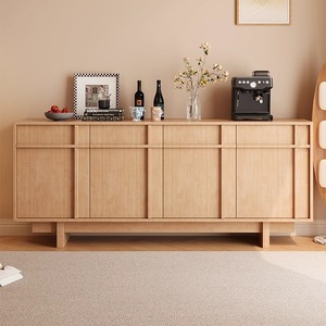 Solid Wood <b>Sideboard</b> Natural Color 180Cm <b>Storage</b> Cabinet Living Room Entryway Furniture - Product Image 5