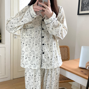 Autunno inverno nuovo Cardigan manica lunga Set di pigiami in <span class=keywords><strong>cotone</strong></span> a bolle intrecciati per le donne con corteccia tessuto rughe abito per la <span class=keywords><strong>casa</strong></span> - Product Image 4