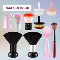 Brosse de nettoyage d'ongles en plastique en forme de corne avec manche en corne, ensemble d'outils pour nail art, brosse à poussière pour ongles en bois